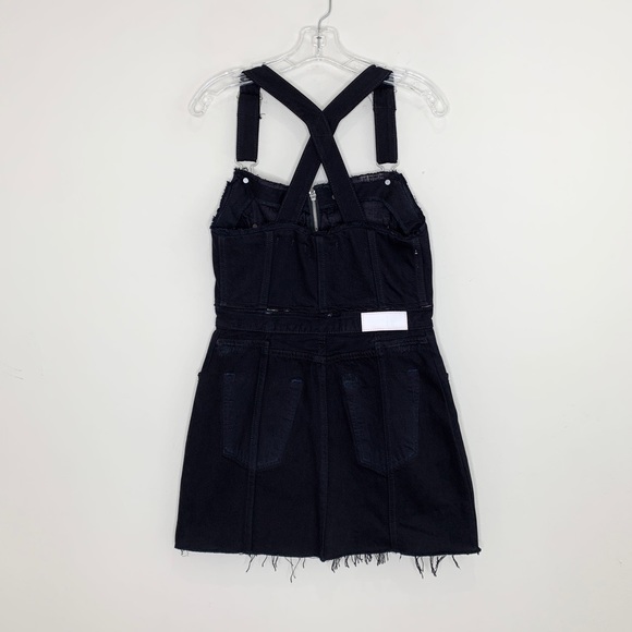 NEW RE/DONE Levi’s Overall Denim Mini Dress (Sz M) Reworked Vintage Black - Picture 10 of 16
